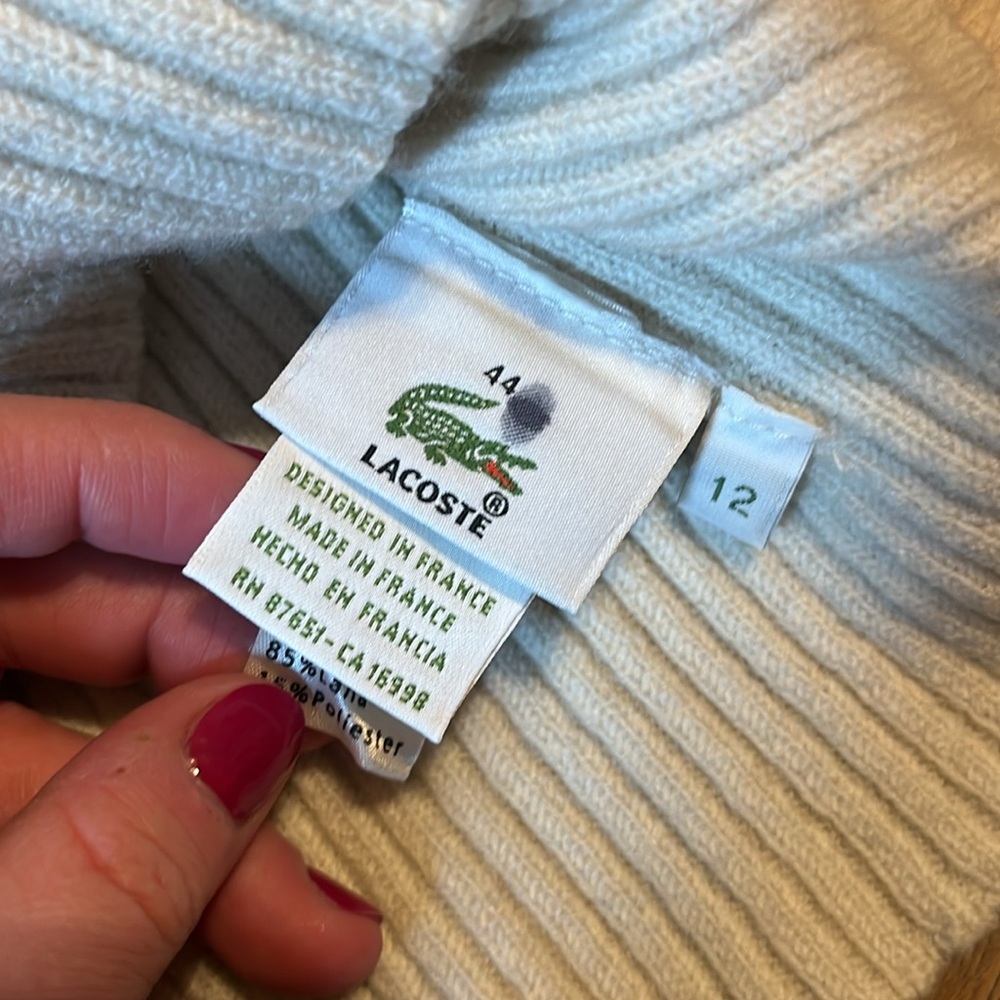 Lacoste wool ribbed cream sweater - Picture 3 of 4